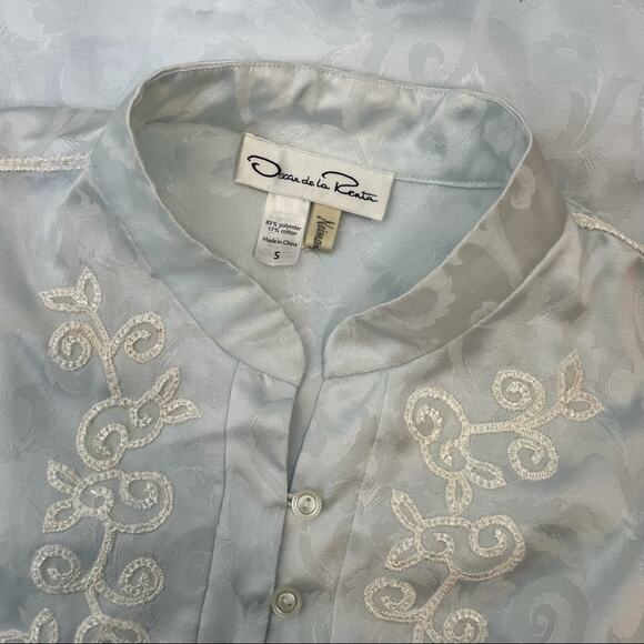 OSCAR DE LA RENTA Vintage Tunic Womens Size Small Jacquard Embroidered Sleepwear - Picture 7 of 10